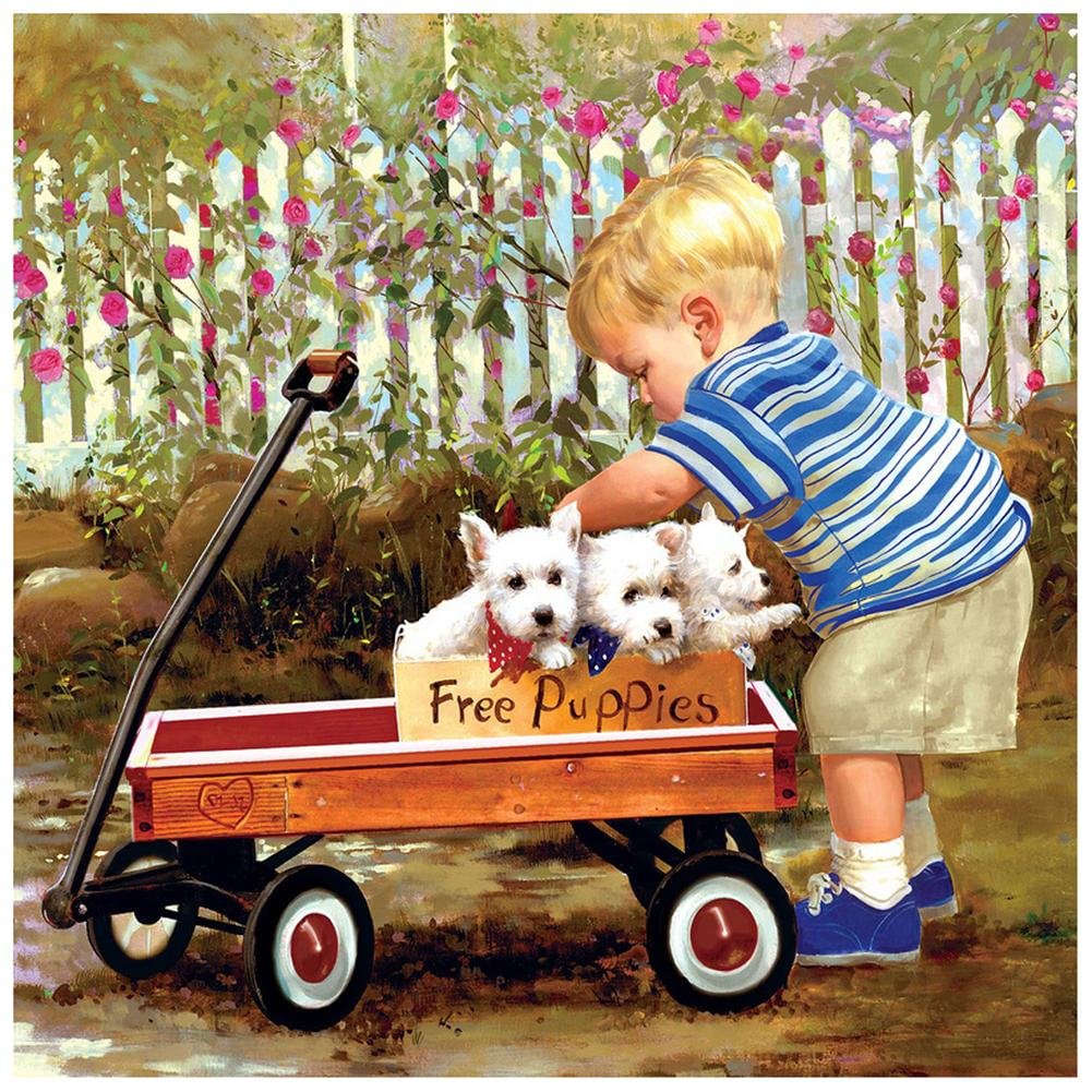 Full Round Diamond Painting - Boy Dogs(30*30cm)