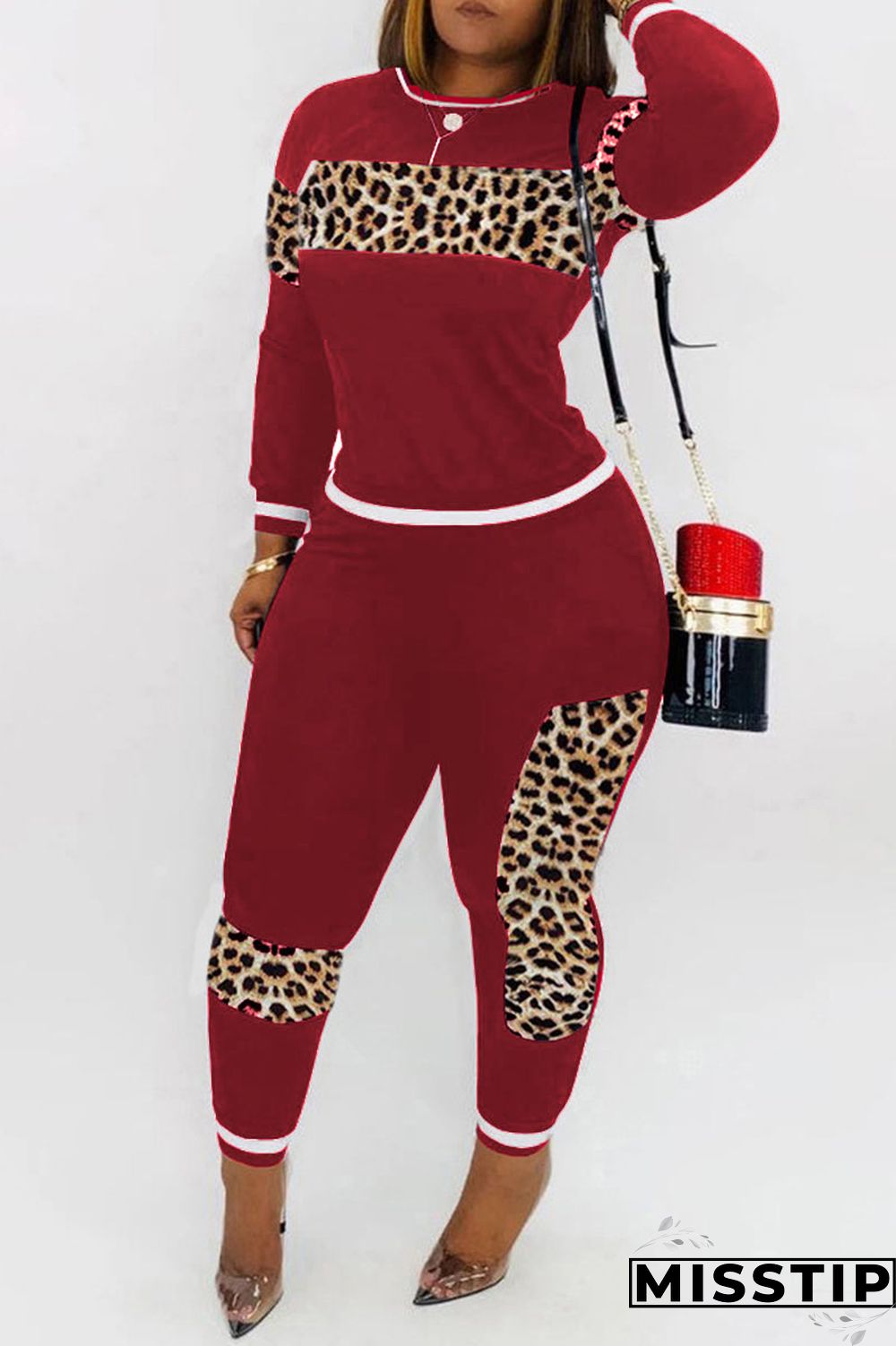 Blue Casual Print Patchwork O Neck Long Sleeve Two Pieces