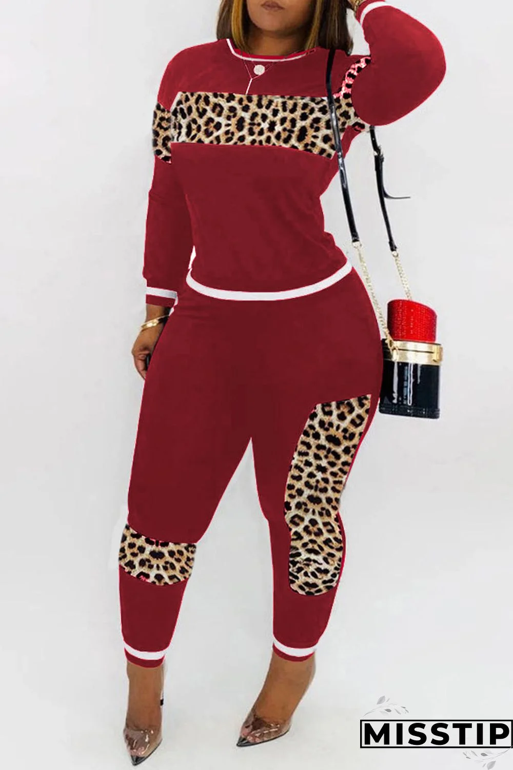 Blue Casual Print Patchwork O Neck Long Sleeve Two Pieces