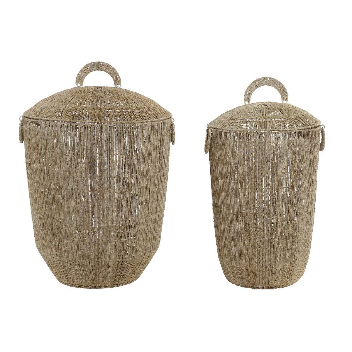 Basket set DKD Home Decor Brown Natural Jute Metal Boho 45 x 45 x 69 cm