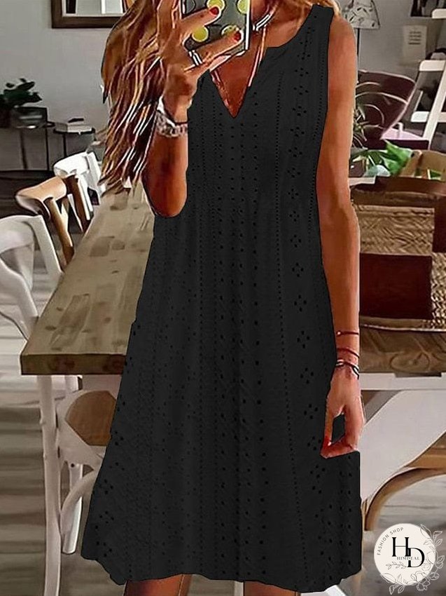 Sleeveless Cotton Linen Midi Dress for Women