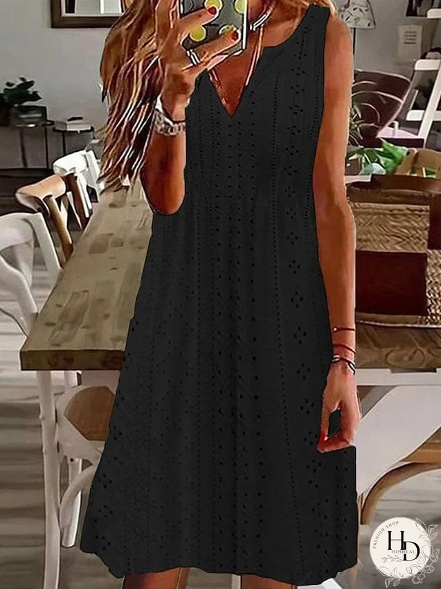 Sleeveless Cotton Linen Midi Dress for Women