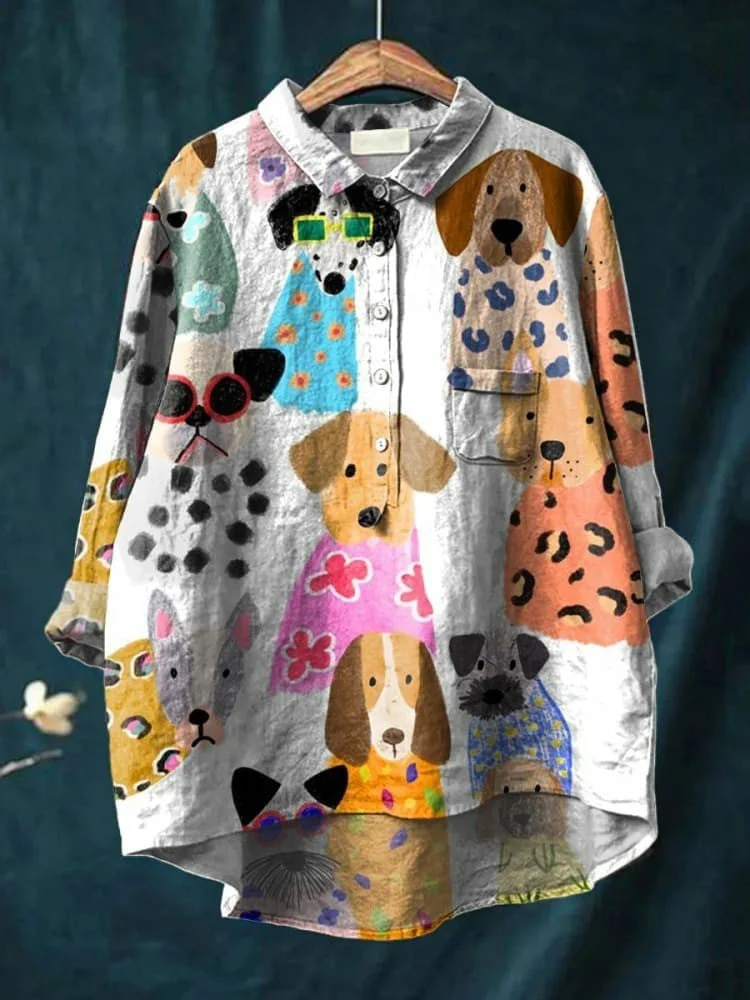 Women's Dog Loose Long Sleeve Top
