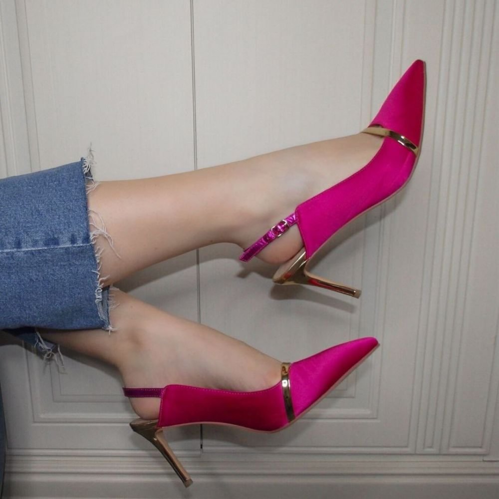 Satin Heels Pointed Toe Heels Slingback Heels Nicepairs