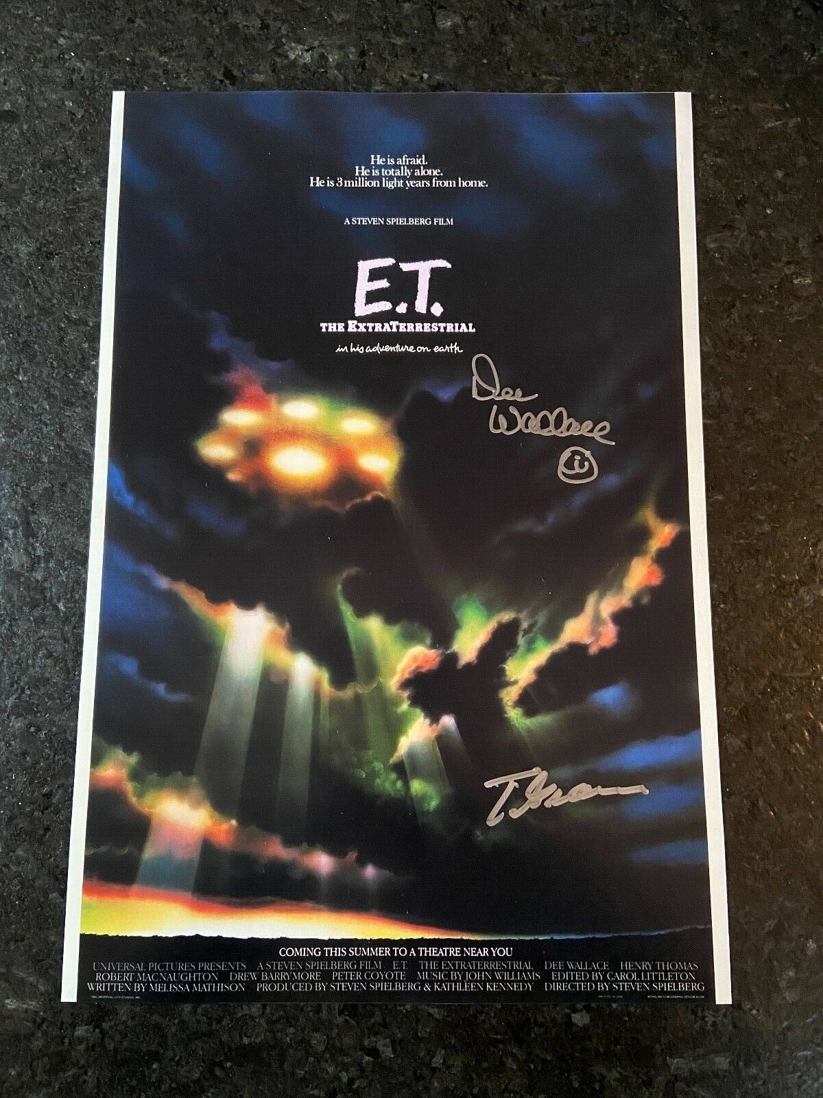 *DEE WALLACE & TED GROSSMAN* signed 12x18 poster *E.T. THE EXTRA-TERRESTRIAL* 3