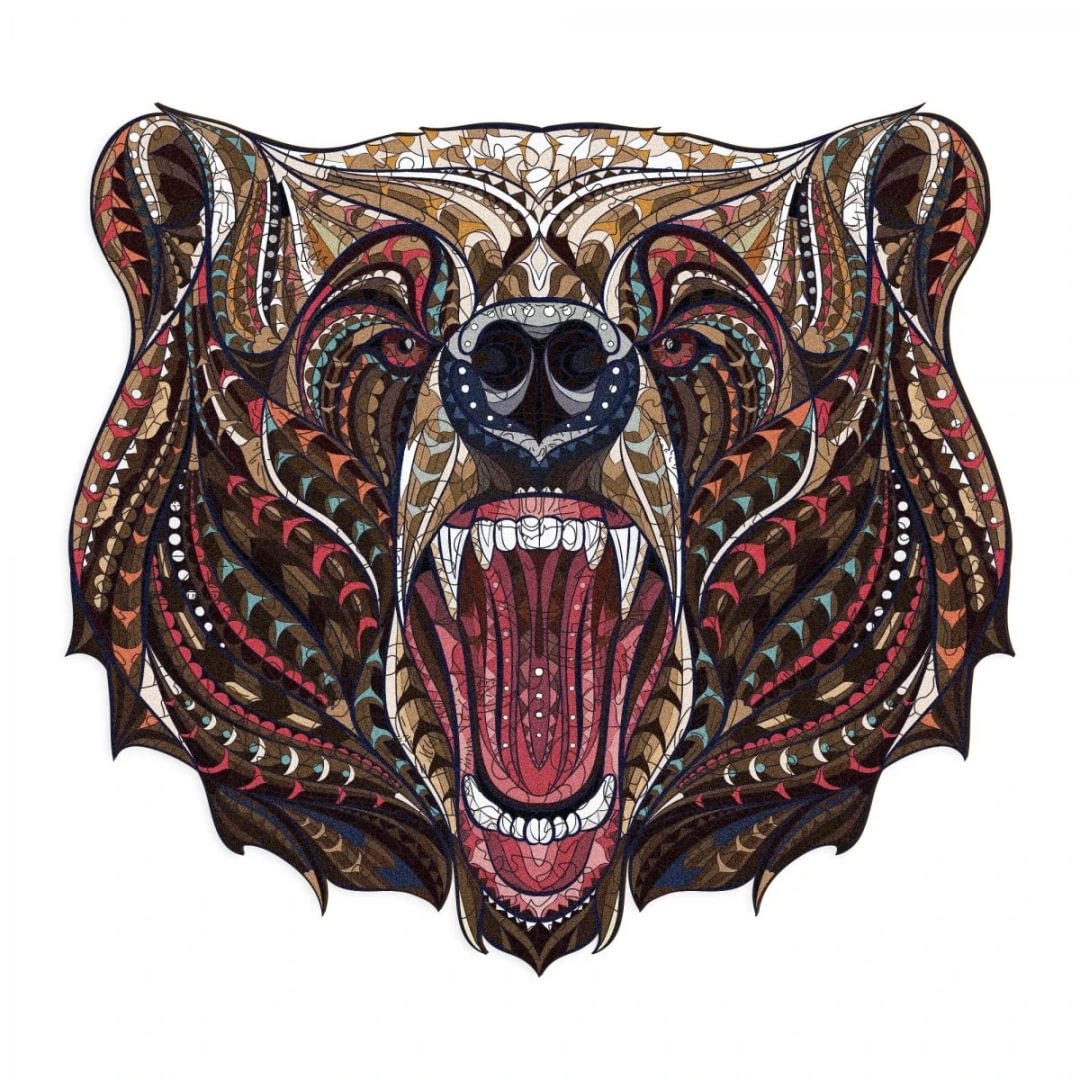 Wooden Jigsaw Puzzle Roaring Bear、bestdiys、sdecorshop