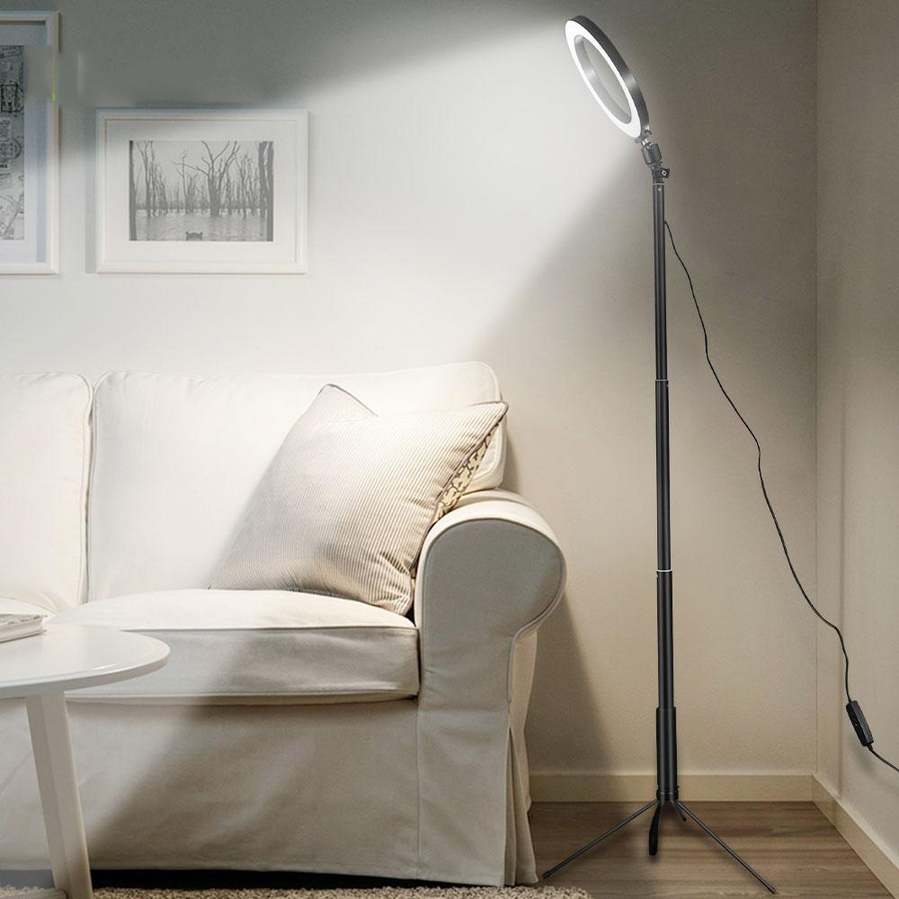 LED Floor Lamp USB Ring floor light Tripod Annular 80LEDs Standing Floor Lamp for Video YouTube Photo Ringlight Makeup Lampshade