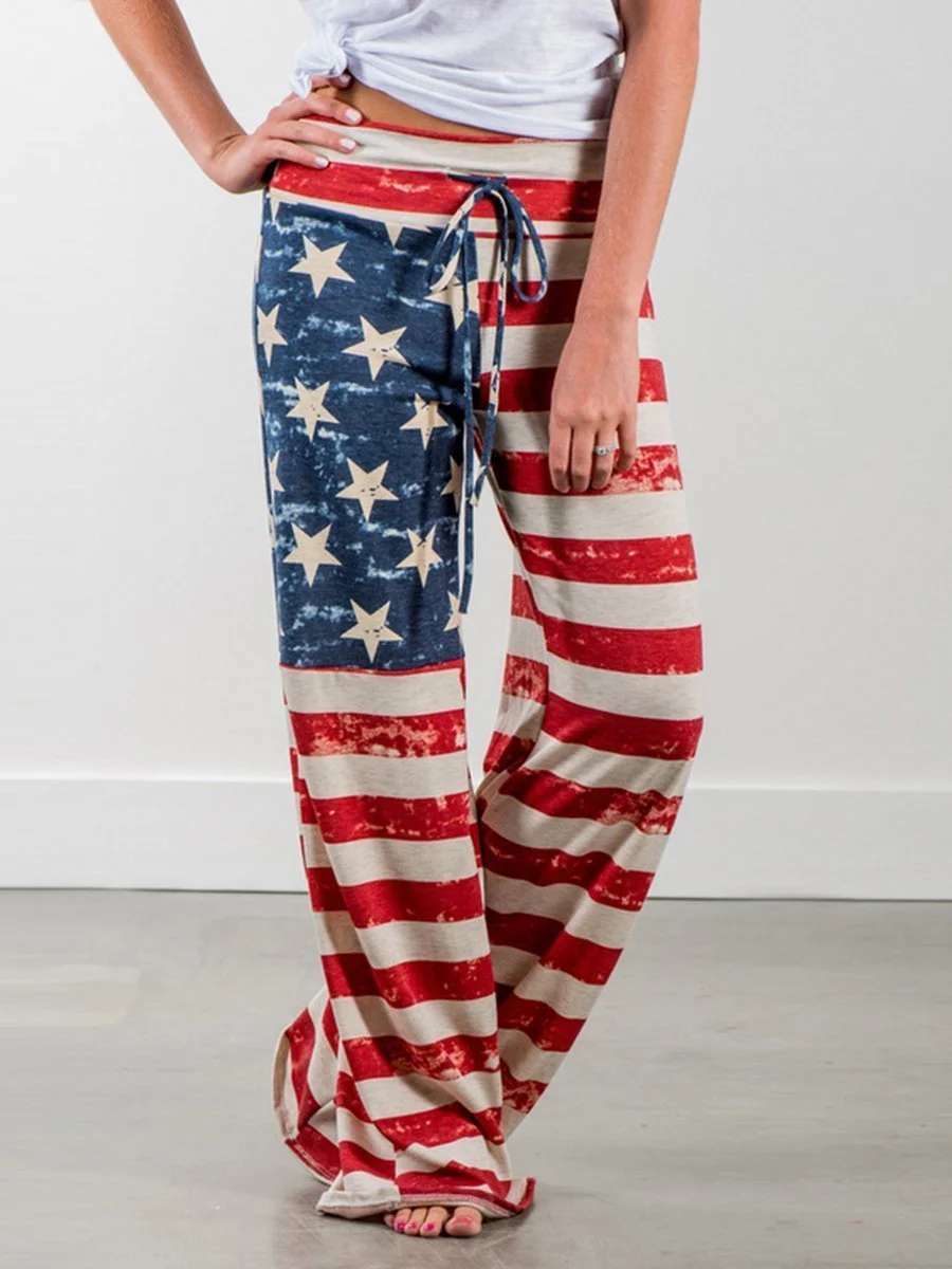 Vacation Printing Belt Casual Long Pant