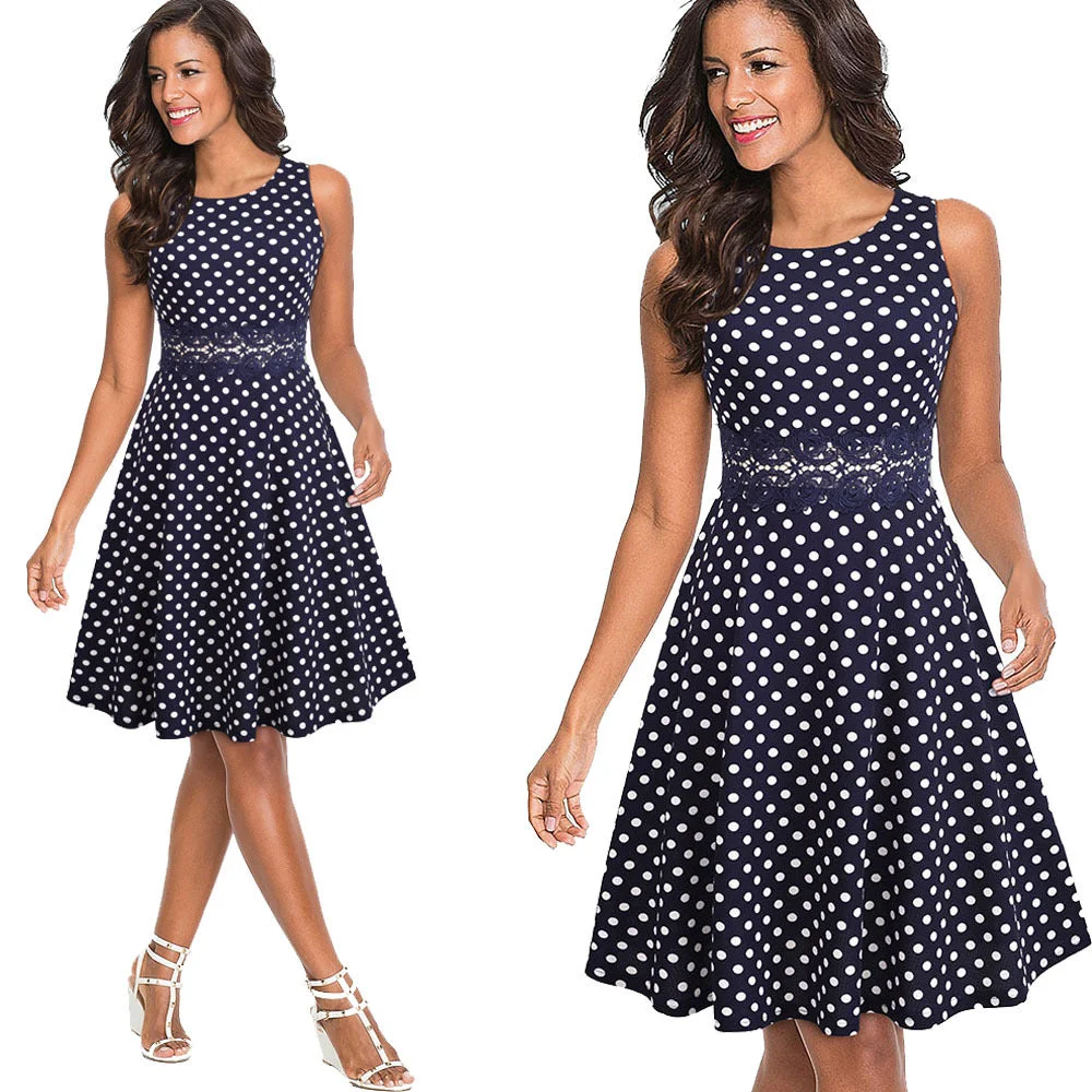 Brownm New Round Neck Women's Summer Lace Dress