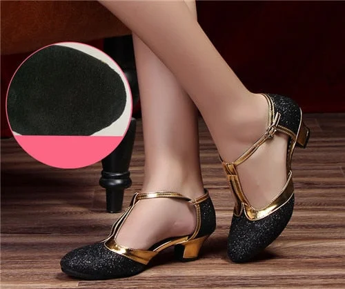 HoYeeLin New Modern Dance Shoes Women Ladies Closed Toe Tango Shoes Standard Waltz Ballroom Dancing Heels Indoor Suede Sole