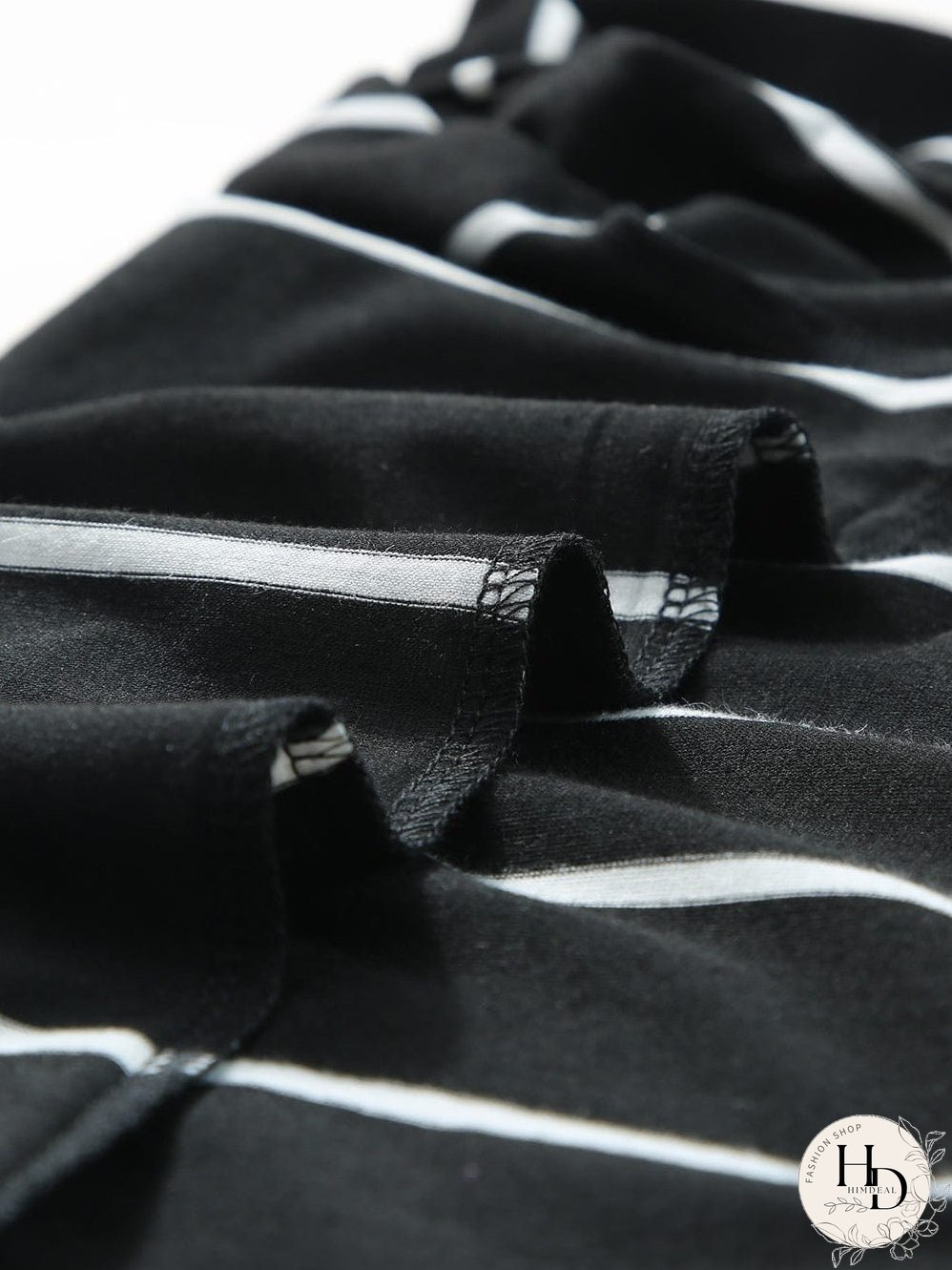 Stripe Print Black Short Sleeve Tee