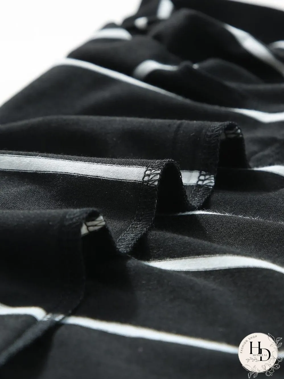 Stripe Print Black Short Sleeve Tee
