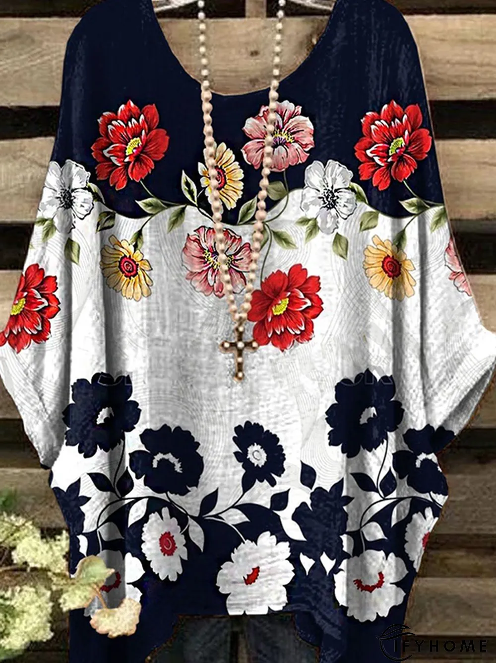 Crew Neck Casual Floral Top | IFYHOME