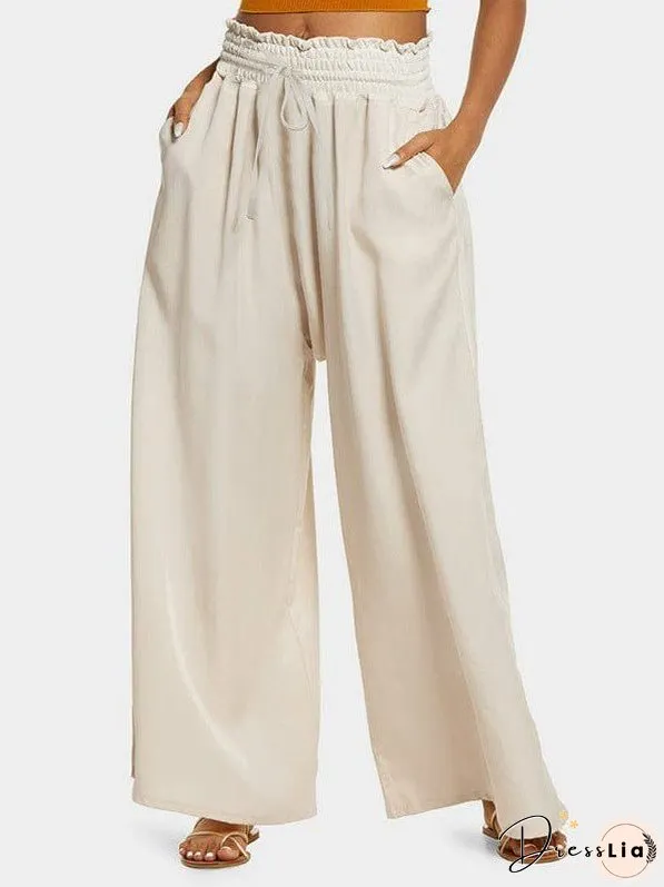 Wide-Leg High-Waisted Women'S Pants In Off-White