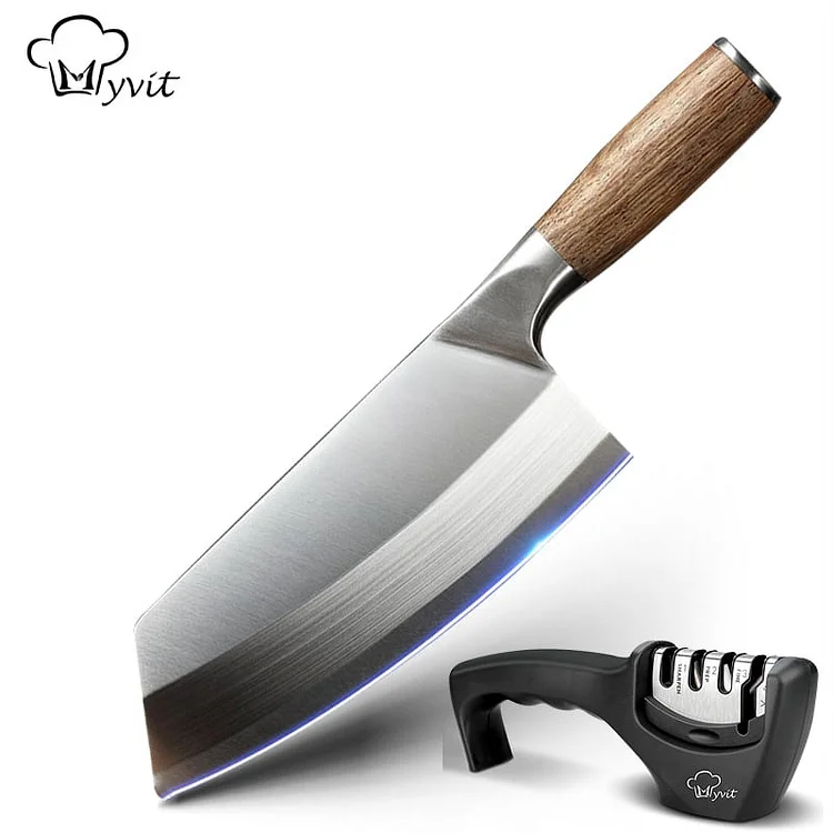 8 Inch Carving Knife with Sharpener - Sharp German Stainless Steel Carving Knife Heavy Duty Forged Carving Knife with Handle