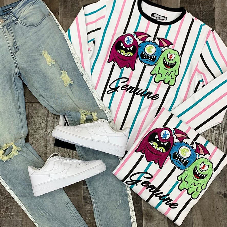 Three little monsters cartoon print sports Sweatshirt