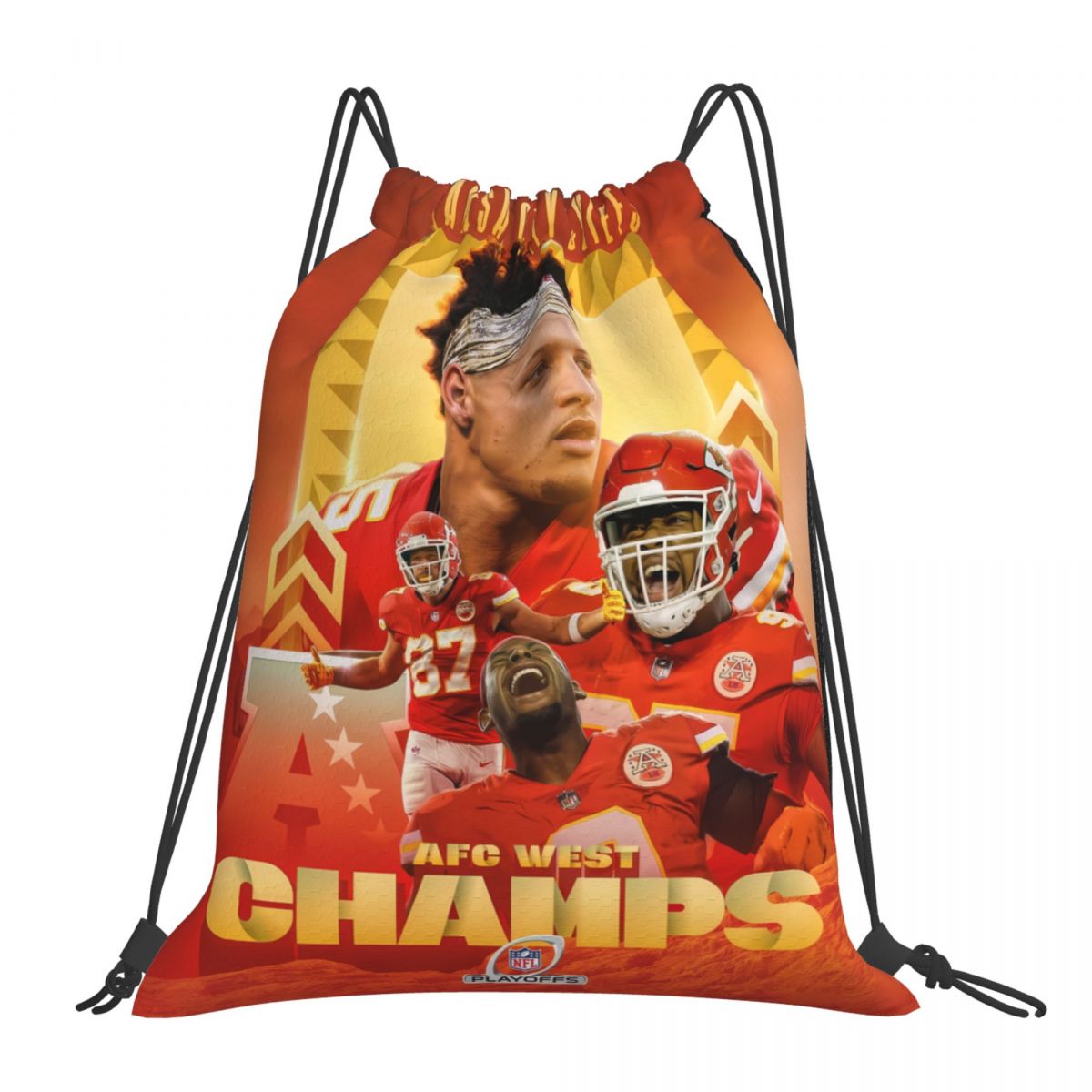 Kansas City Chiefs AFC West Champs Unisex Drawstring Backpack Bag Travel Sackpack
