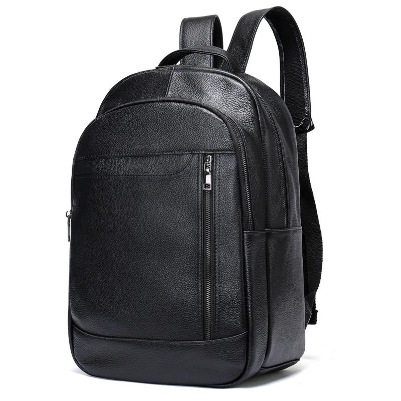 Men&rsquo;s Large Capacity Top-Handled Zip Fastening Genuine Leather Backpack