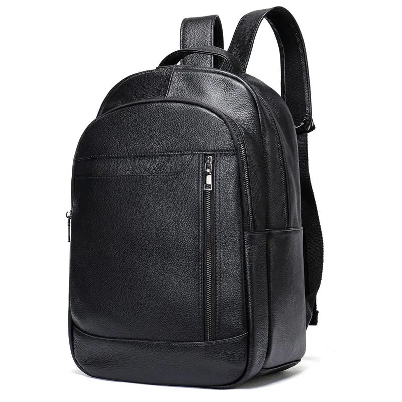 Men&rsquo;s Large Capacity Top-Handled Zip Fastening Genuine Leather Backpack
