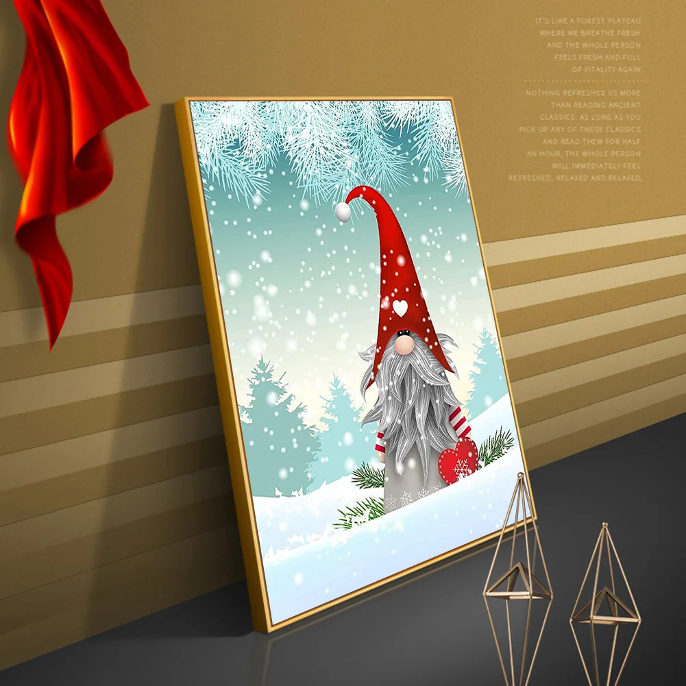 Full Round Diamond Painting 30*40cm - Gnome Christmas