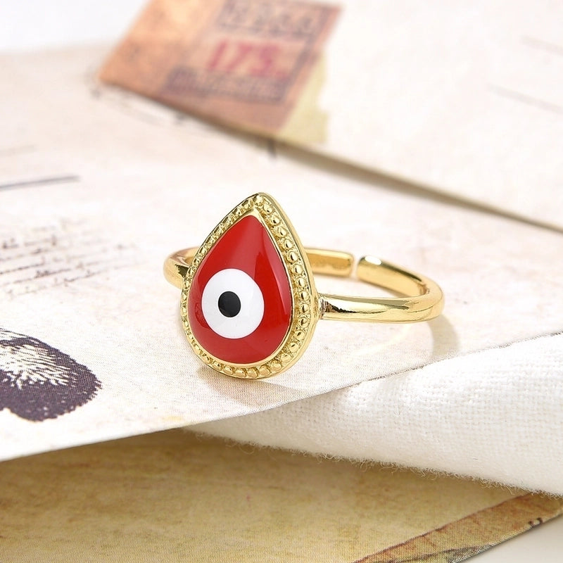 Fashion Water Droplets Eye Copper Enamel Open Ring 1 Piece