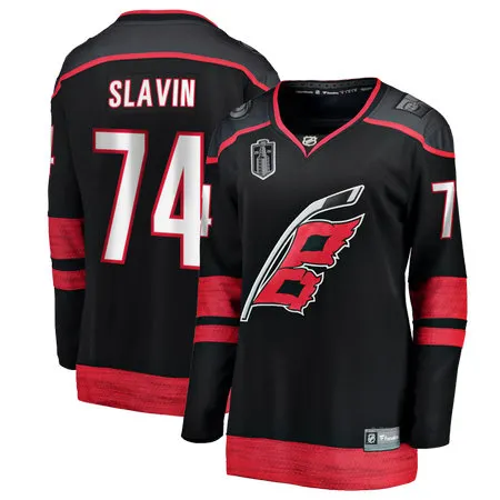 Women's Carolina Hurricanes #74 Jaccob Slavin  Black 2026 Stanley Cup Final Home Jersey
