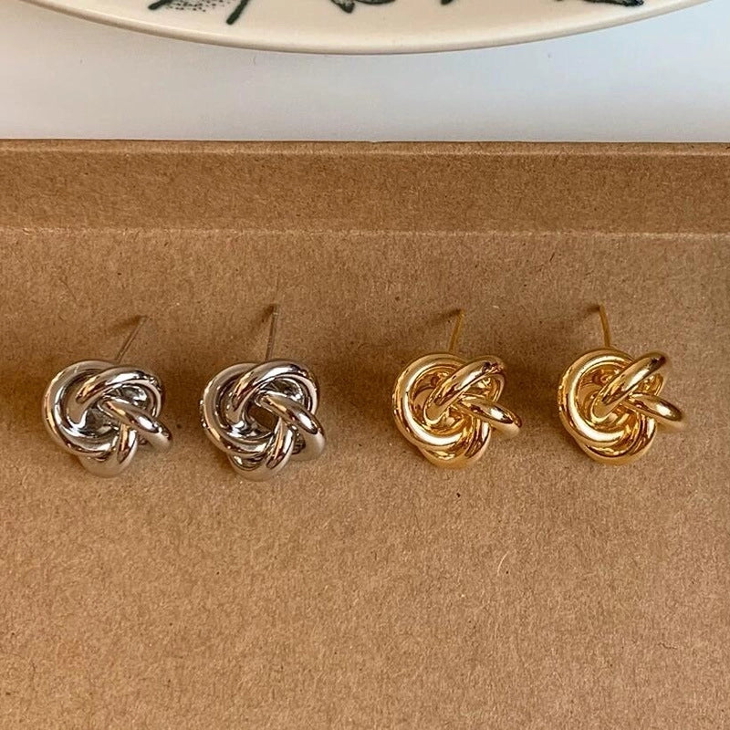 1 Pair Minimalist Commute Shiny Geometric Plating Copper Ear Studs