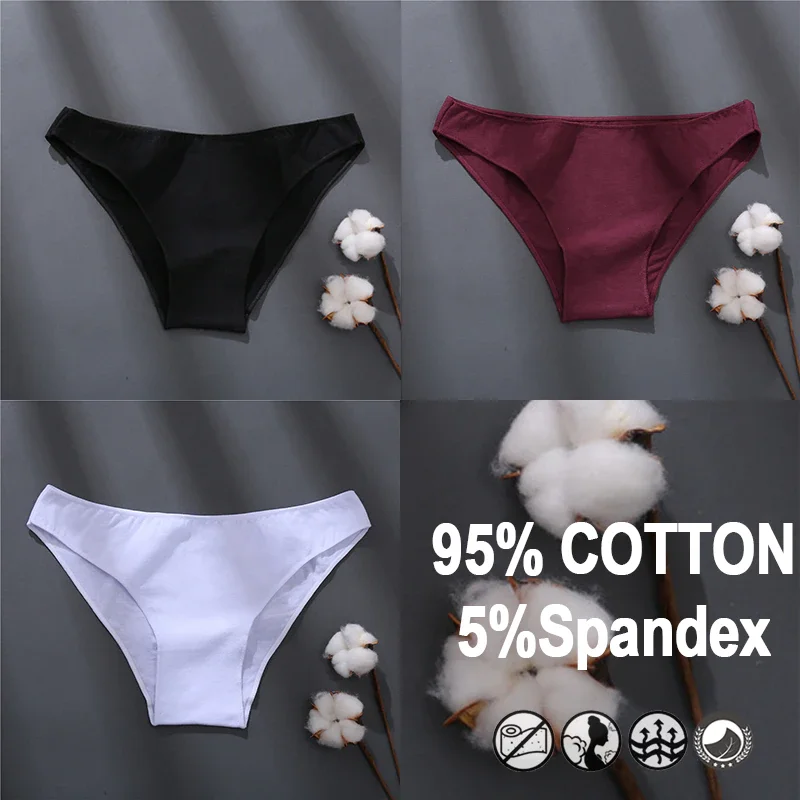 Billionm Women Sexy Cotton Panties Solid Color Underwear Simple Style Briefs Low Waist Breathable Panties Female Soft Intimates Lingerie