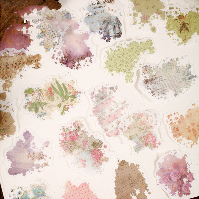 스티커 - 헤일로 시리즈 빈티지 플라워 스머지