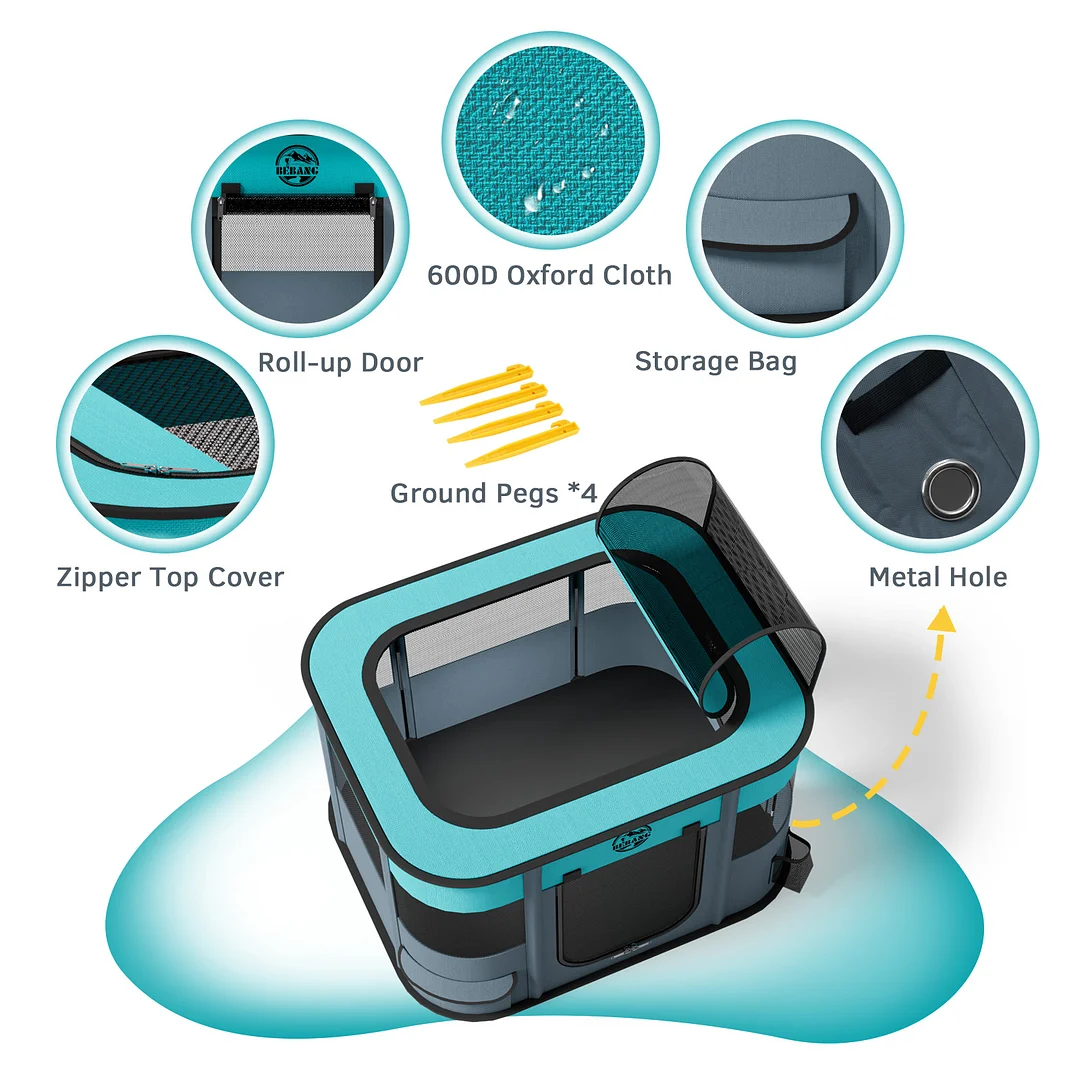 BEBANG Dog Playpen, Pet PlayPen for Indoors Outdoor for Small Dogs Portable Pet Crate Kennel House for Cats Rabbit Kitten (L)