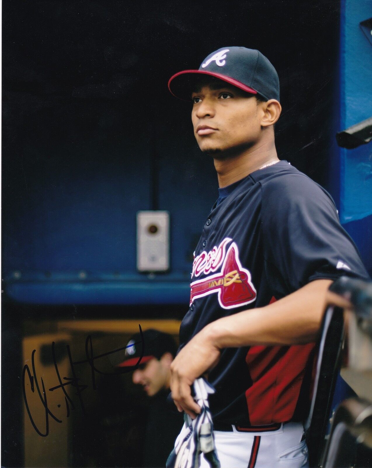 CHRISTIAN BETHANCOURT ATLANTA BRAVES ACTION SIGNED 8x10