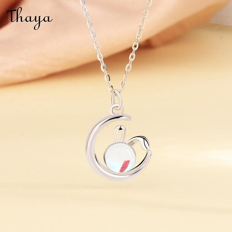 Thaya 925 Silver Moonstone Rabbit Necklace
