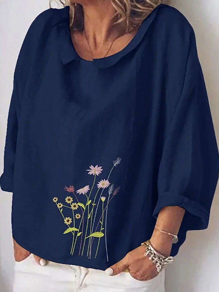 Cotton Linen Women Blouses Summer Long Sleeve Florals Animal Print Blouse Shirts Turn-down Collar Loose Female Blusa Tosp 5XL