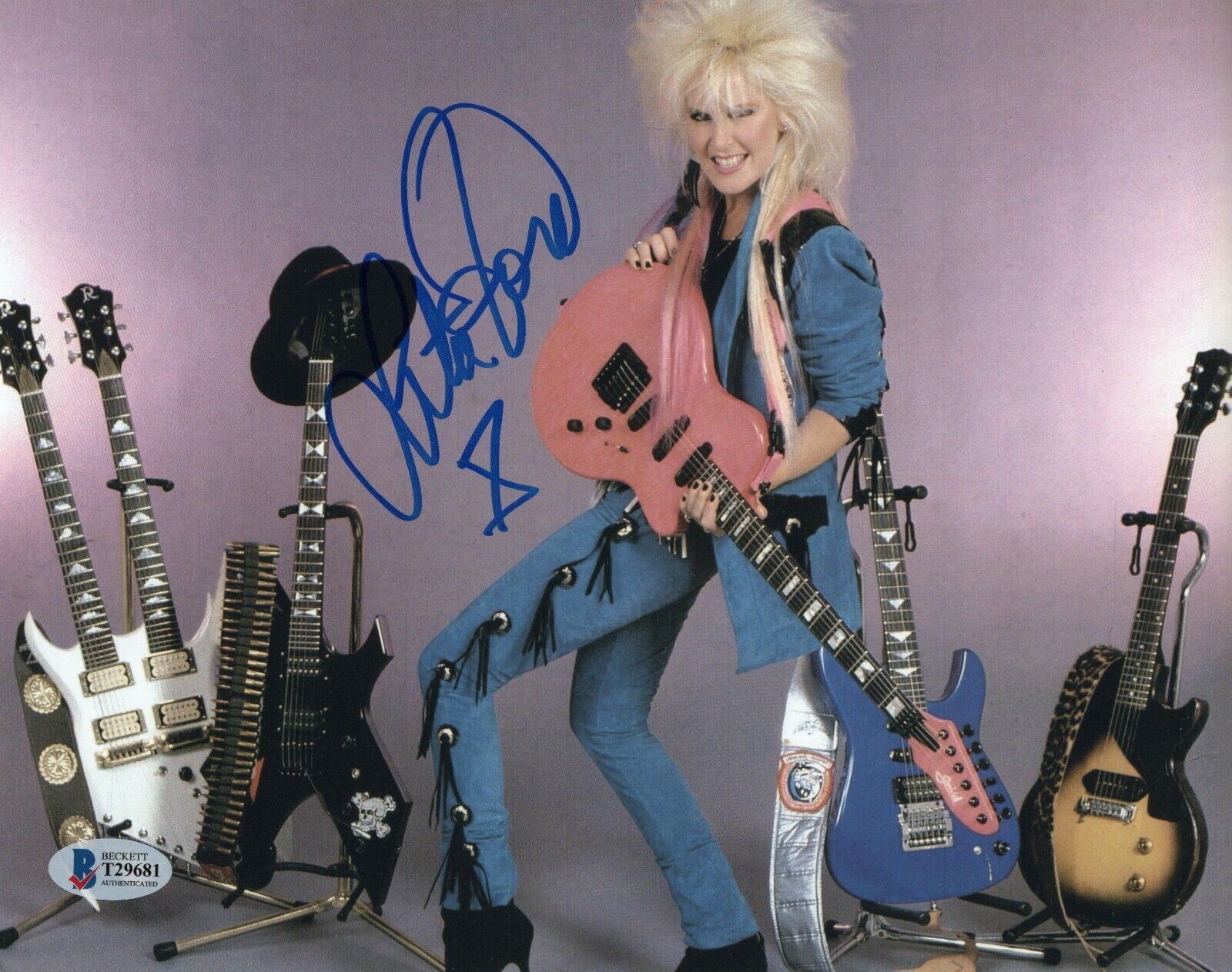 Lita Ford The Runaways Signed 8x10 Photo Poster painting w/Beckett COA T29681 Rock N Roll