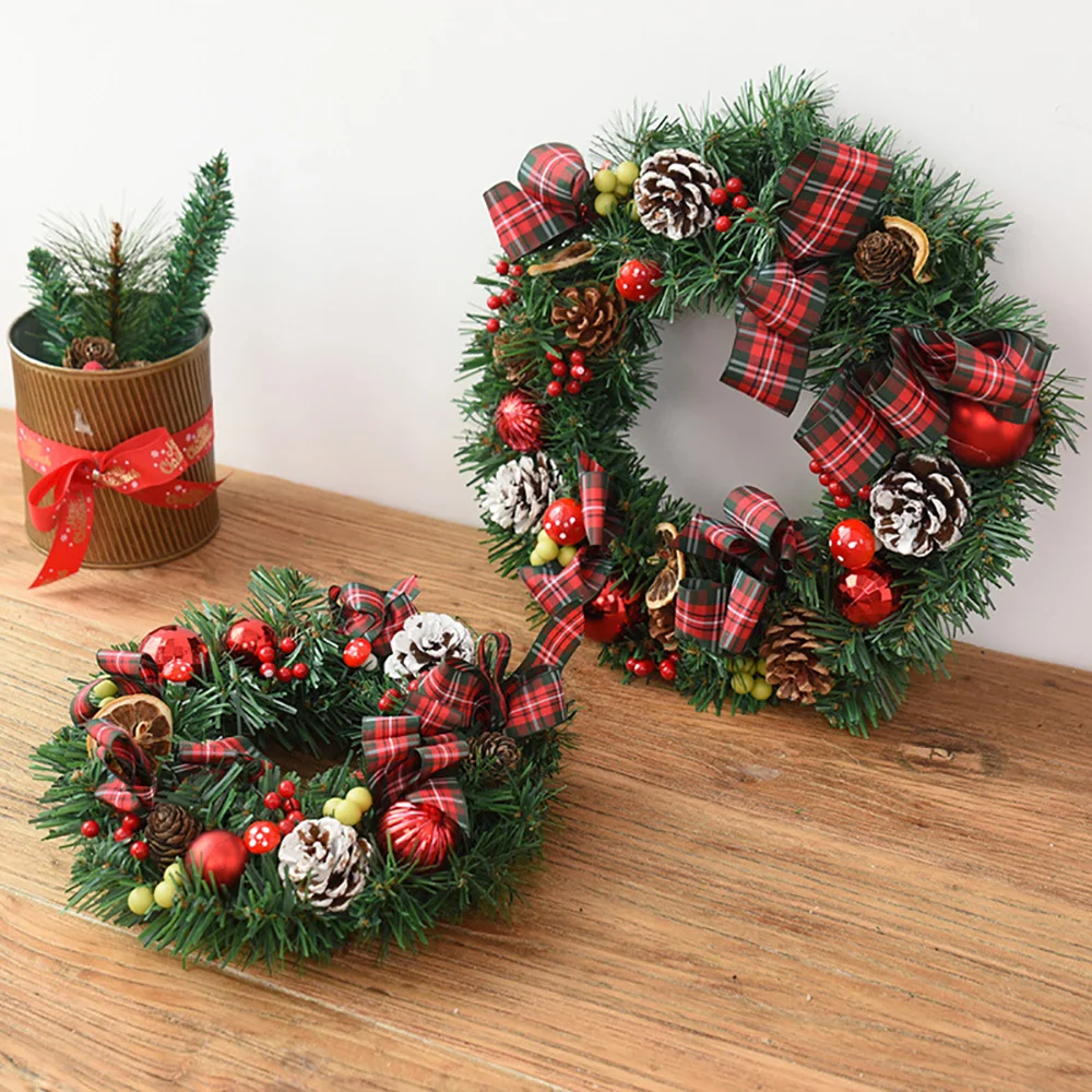 Christmas wreath new bow pine cone door hanging ornaments