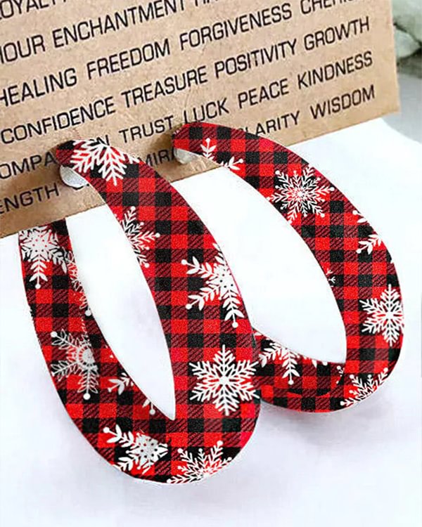 Snowflake Red Plaid Lace Earrings