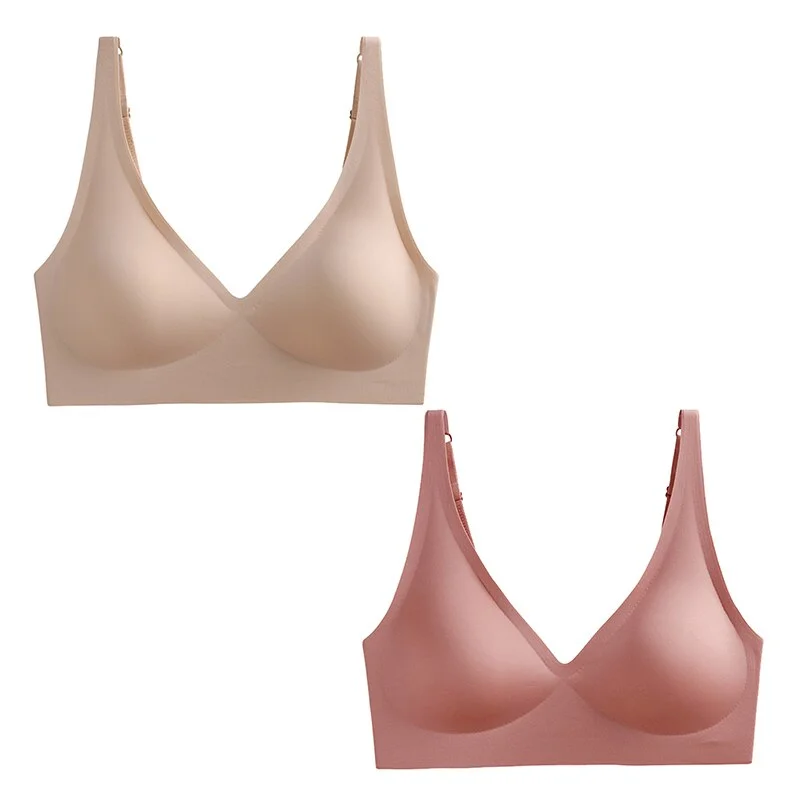 Billionm 2PCS Plus Size Sexy Seamless Bras For Women Wire Free Underwear BH Push Up Bralette With Pad Vest Top Soft Bra Brassiere Lingeri