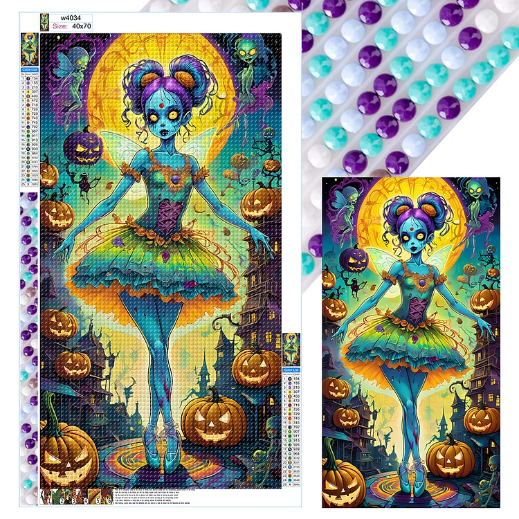 Horror Ballet Girl Halloween 40*70CM (Canvas) Full Round Drill Diamond Painting gbfke