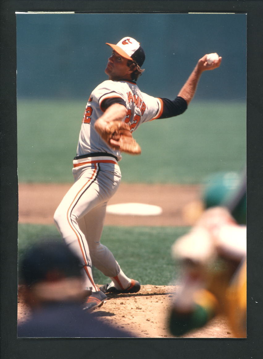 Jim Palmer Press Original COLOR Photo Poster painting 5 x 7 Baltimore Orioles pitching motion