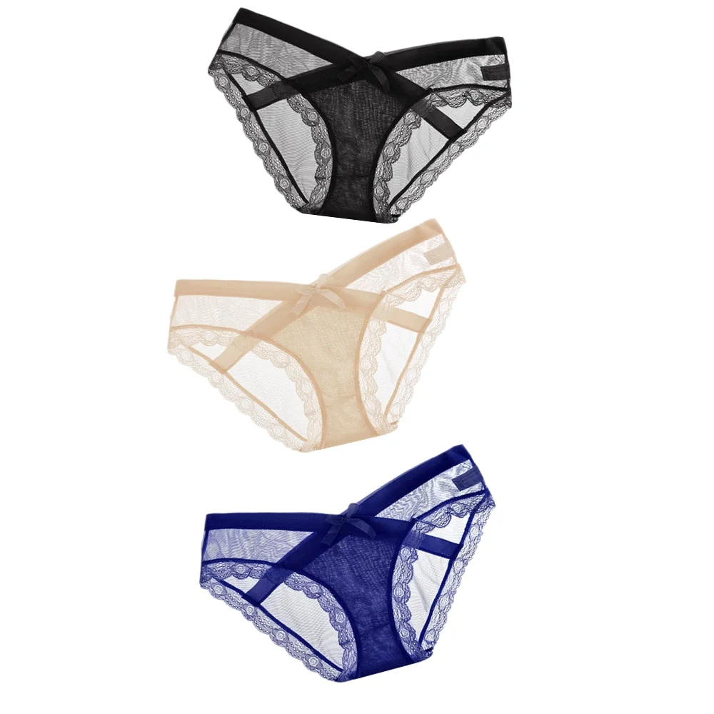 3pcs/lot Women Lace Panties Seamless Panty Breathable Briefs For Women Hollow Out Low Waist Transparent Underwear Intimates Hot