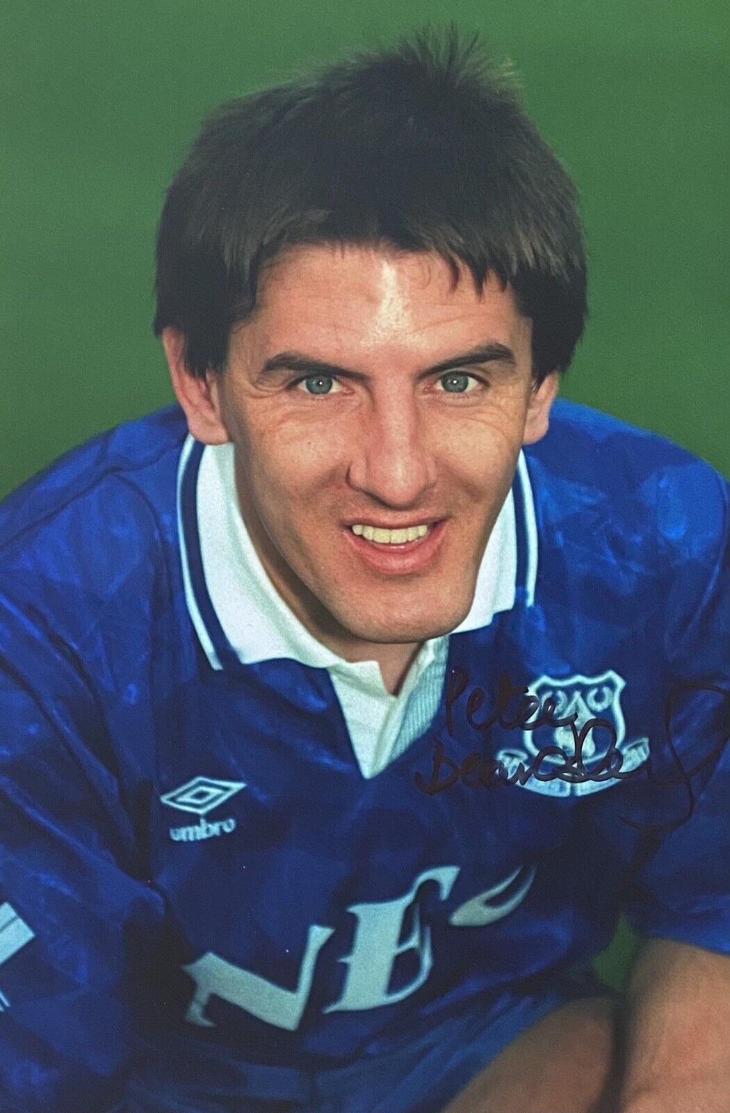 Peter Beardsley Genuine Hand Signed Everton 12x8 Photo Poster painting