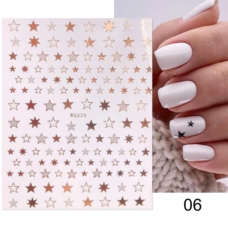 3D Glitter French Stickers On Nails Silver Powder White Hypotenuse Edge Nail Art Decals Sliders Shiny Adhesive Sliders Manicures