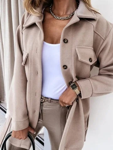pornhint Pornhint Simplee Office lapel jacket women autumn winter  Casual long sleeve female top coat black white  Fashion business shirt jackets