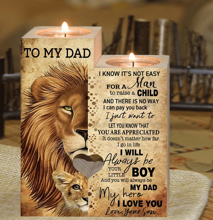 To My DAD My Hero I Love You Wooden Candle Holder