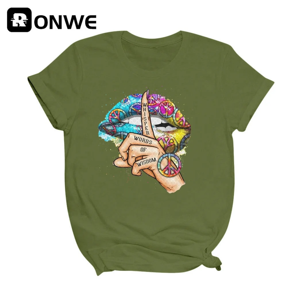 Women Lips Watercolor Graphic T Shirt Girl Base O-neck Sexy Black Tees Kiss Lip Funny Whisper Words Girls Tshirt,Drop Ship