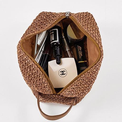 Women's grass material large-capacity portable travel toiletry bag cosmetic bag