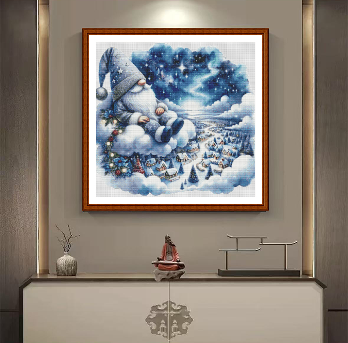 1set DIY Printed Cross Stitch Kit, 【ZZ4732- Pinecone Dwarf】simple sewing thread Painting Fairy Cross Stitch