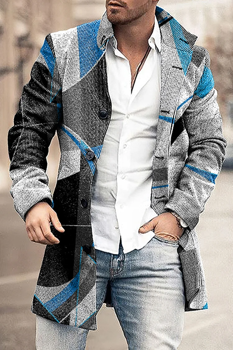 Fashion Color Geometric Casual Coat