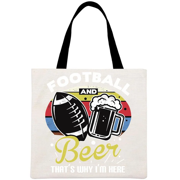 Football and Beer That's Why I'm Here Printed Linen Bag-Annaletters