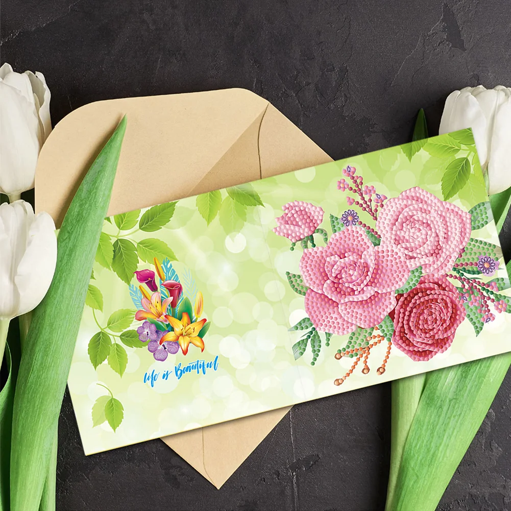 8pcs Diamond Painting Greeting Thanks Cards Special Shaped Drill(15*15cm)